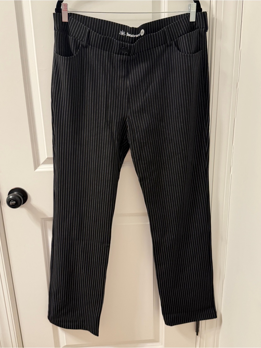 NWOT Betabrand Straight Leg Classic Yoga Dress Pants In Pinstripe Size 2XL